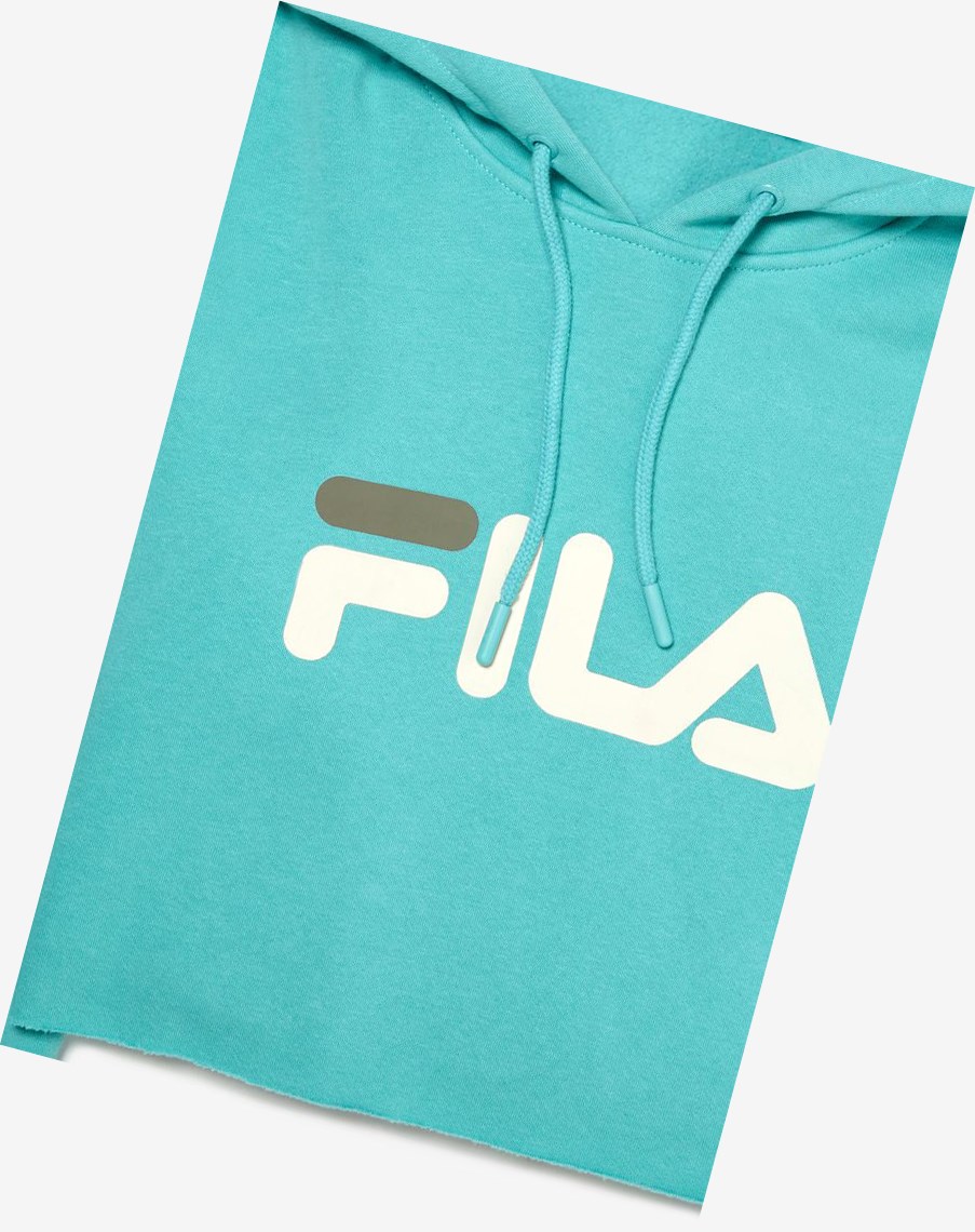 Fila Lalage Cropped Hoodie Niebieskie Turkusowe Białe | AKBOF-0236