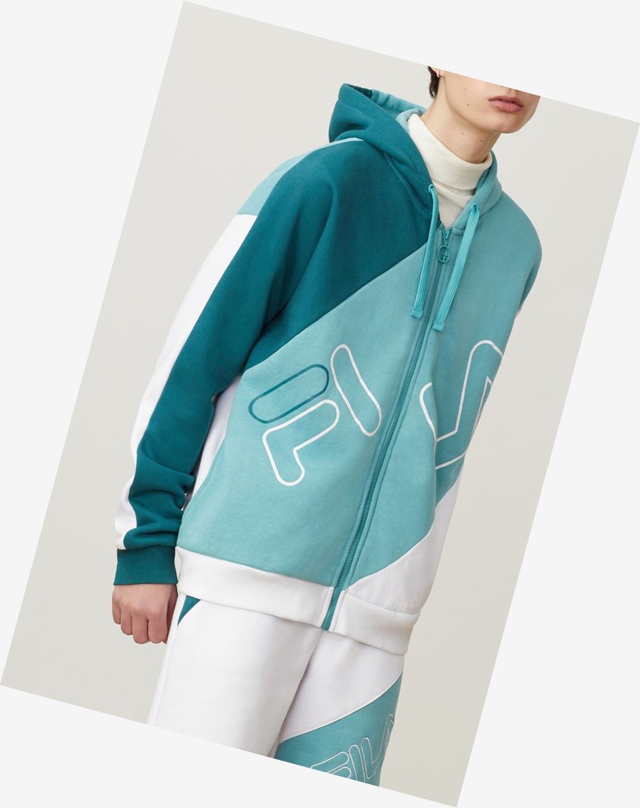 Fila Lazaro Hoodie Paci/Dtrq/Wht | BAQEW-4926