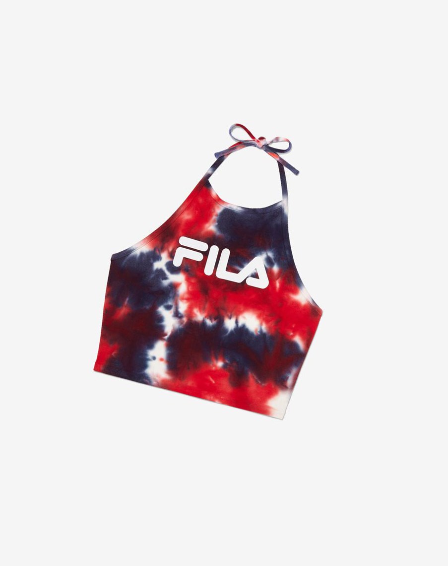 Fila Leah Tie Dye Halter Tank Białe | HPOIN-7529