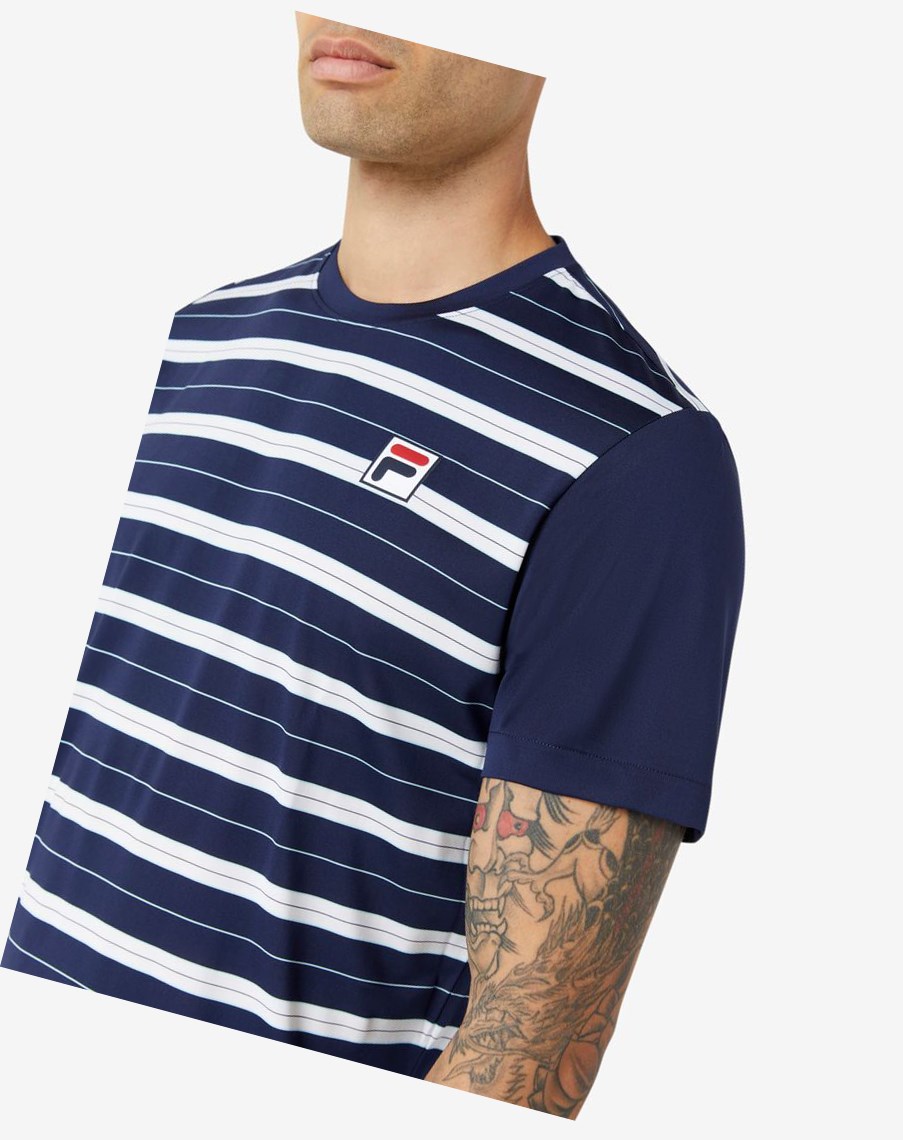 Fila Legends Yarn Dyed Crew Granatowe Białe | AVZCG-7685