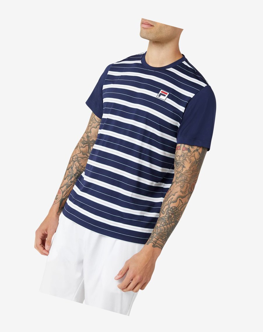 Fila Legends Yarn Dyed Crew Granatowe Białe | AVZCG-7685