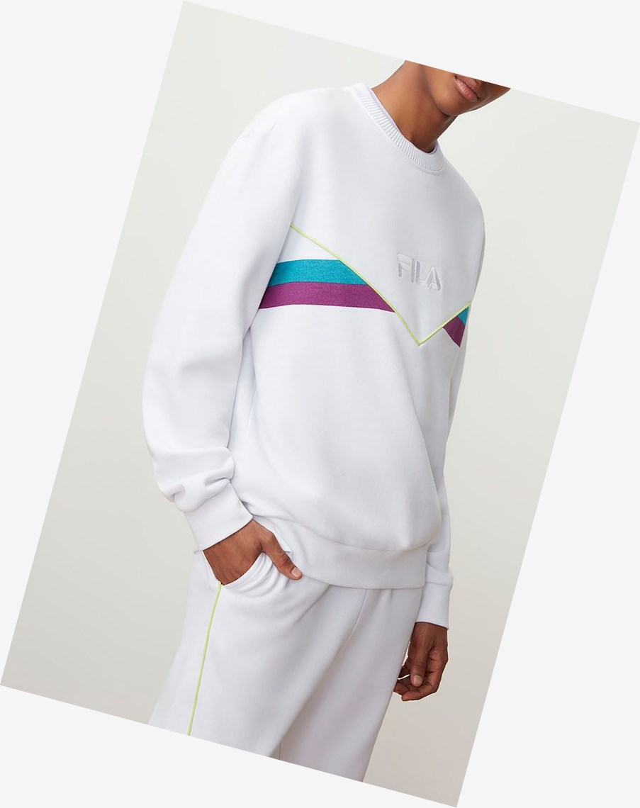 Fila Leroy Sweatshirt Wht/Bbay/Grpj | BAGYH-6798