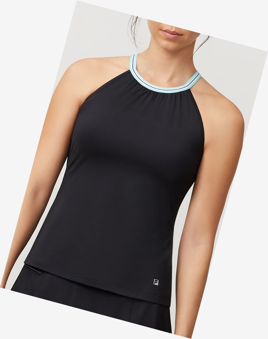 Fila Love Game Halter Tank Czarne | ECAWB-5403