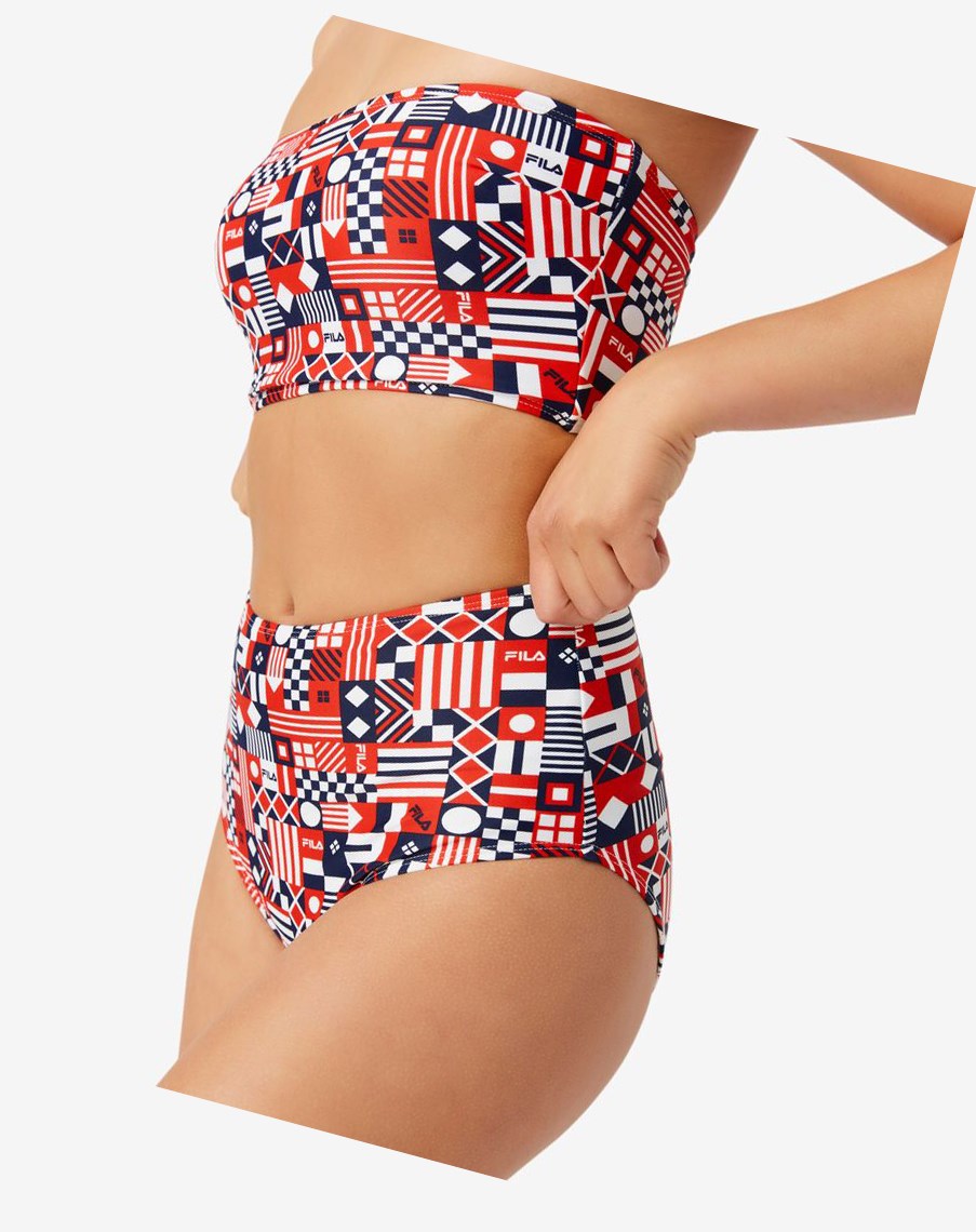 Fila Lu Two Piece Bikini Swimsuit Czerwone Białe | JGBWZ-8720