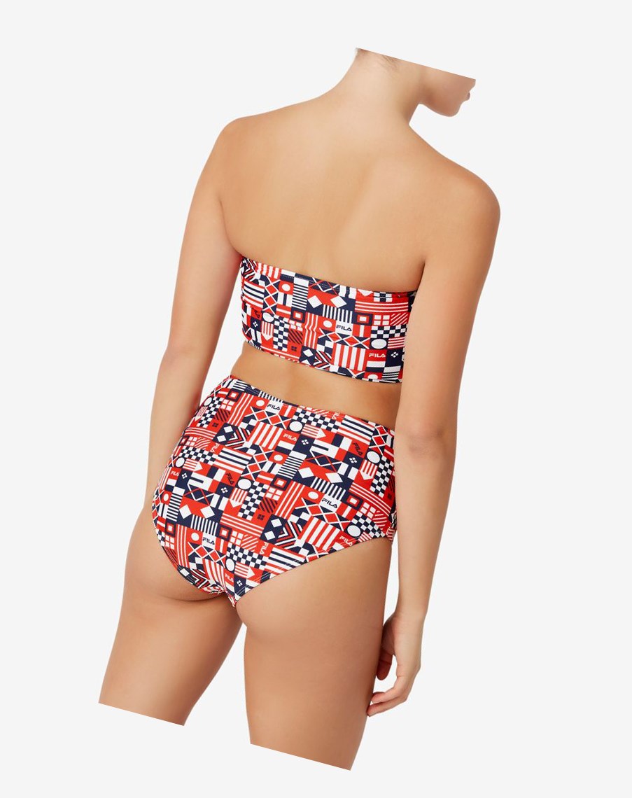 Fila Lu Two Piece Bikini Swimsuit Czerwone Białe | JGBWZ-8720