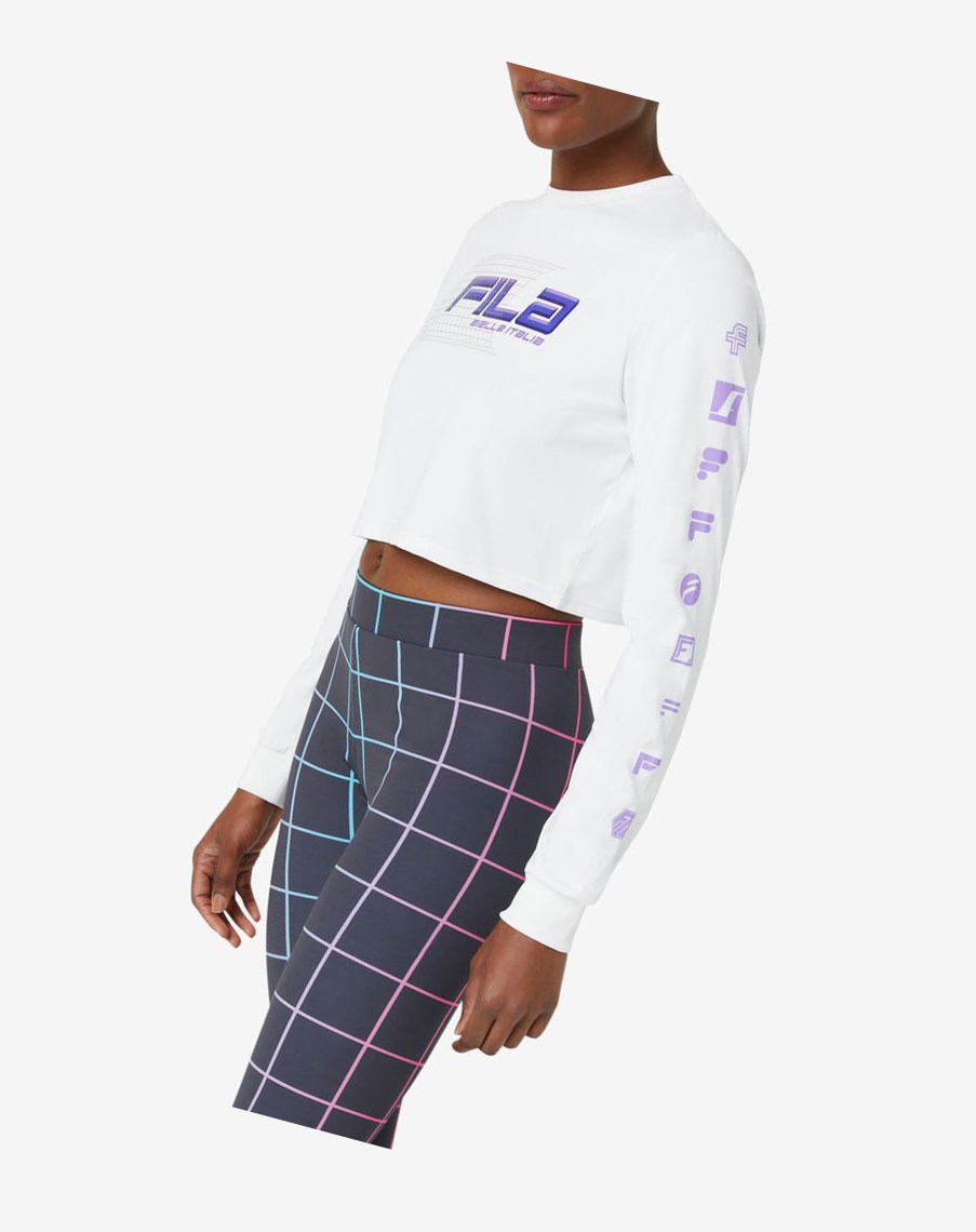 Fila Luigia Long Sleeve Cropped Tee Białe | DUJPM-9436