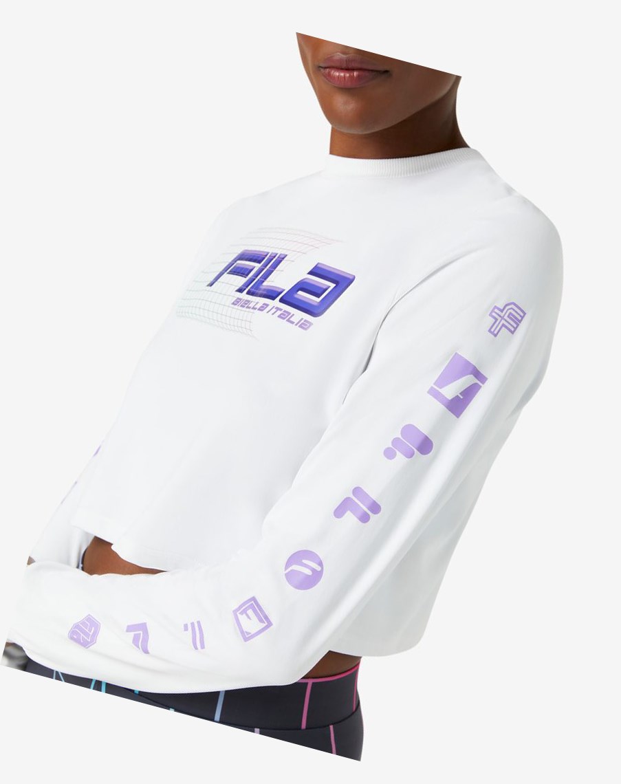 Fila Luigia Long Sleeve Cropped Tee Białe | PQOWY-5204