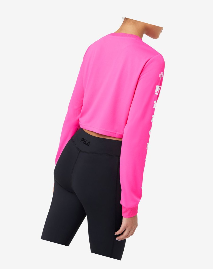 Fila Luigia Long Sleeve Cropped Tee Różowe | ONVYI-3267