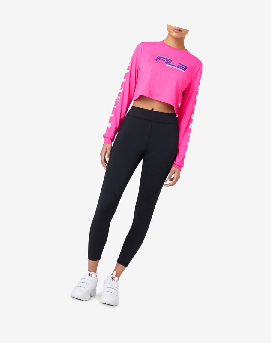 Fila Luigia Long Sleeve Cropped Tee Różowe | ONVYI-3267