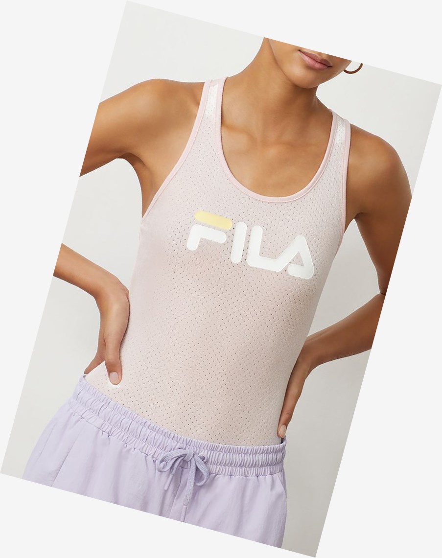 Fila Lupita Racerback Bodysuit Pkchk/Wht/Pban | BTYQN-0962