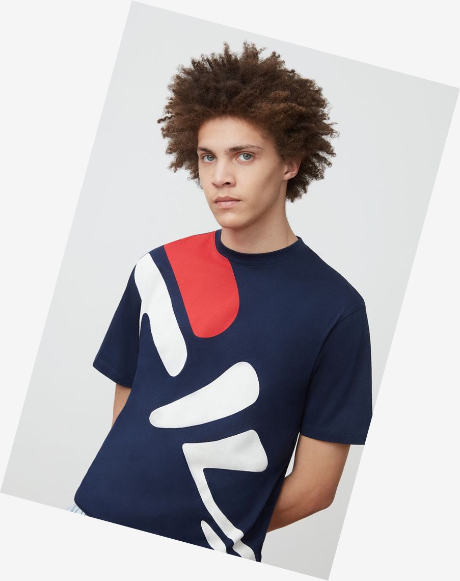 Fila Marcel Grafiką Tee Peacoat | HXKRS-5209