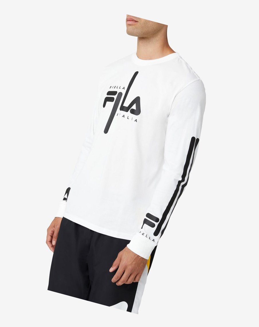 Fila Martino Long Sleeve Tee Białe Czarne | AFZQL-7043