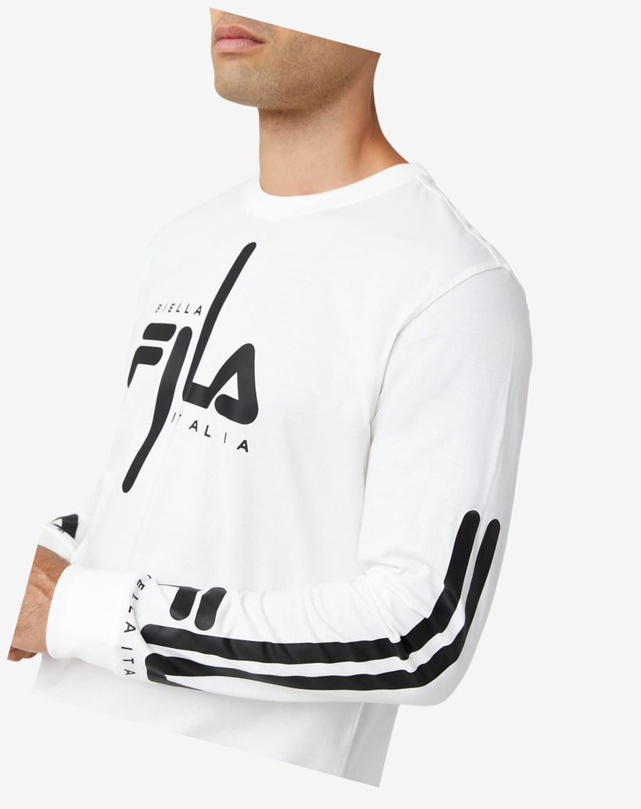 Fila Martino Long Sleeve Tee Białe Czarne | AFZQL-7043