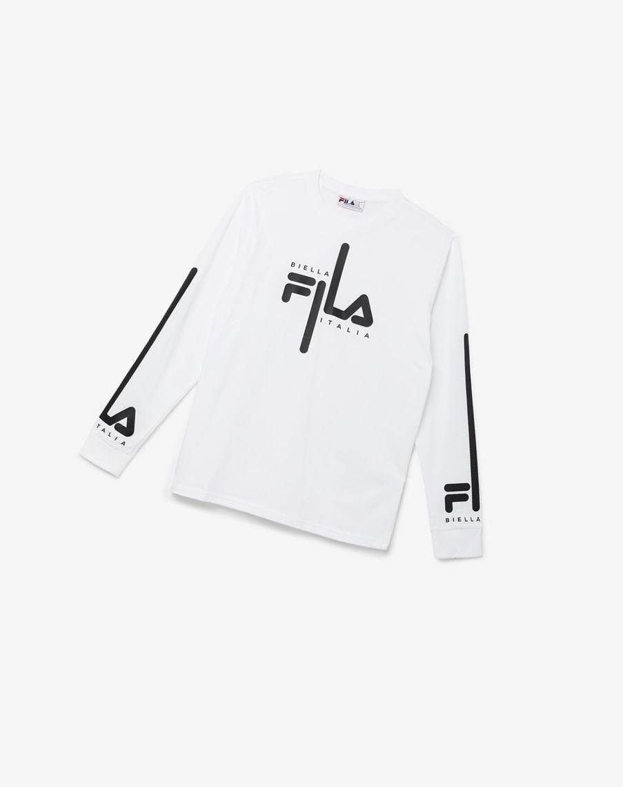 Fila Martino Long Sleeve Tee Białe Czarne | AFZQL-7043