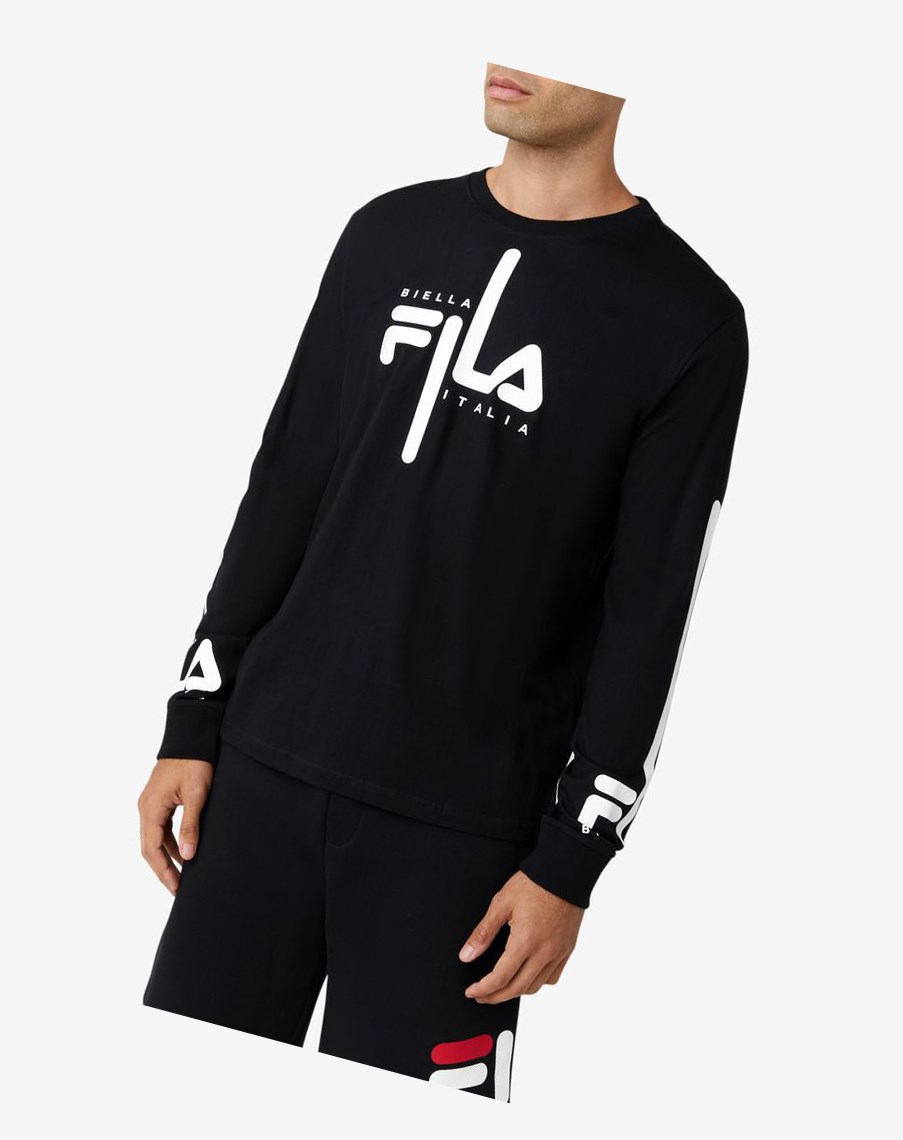 Fila Martino Long Sleeve Tee Czarne Białe | GINUM-0584