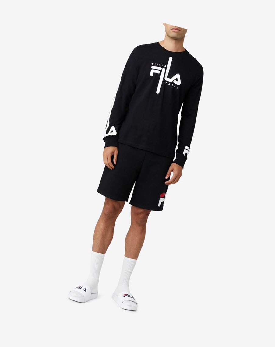 Fila Martino Long Sleeve Tee Czarne Białe | GINUM-0584