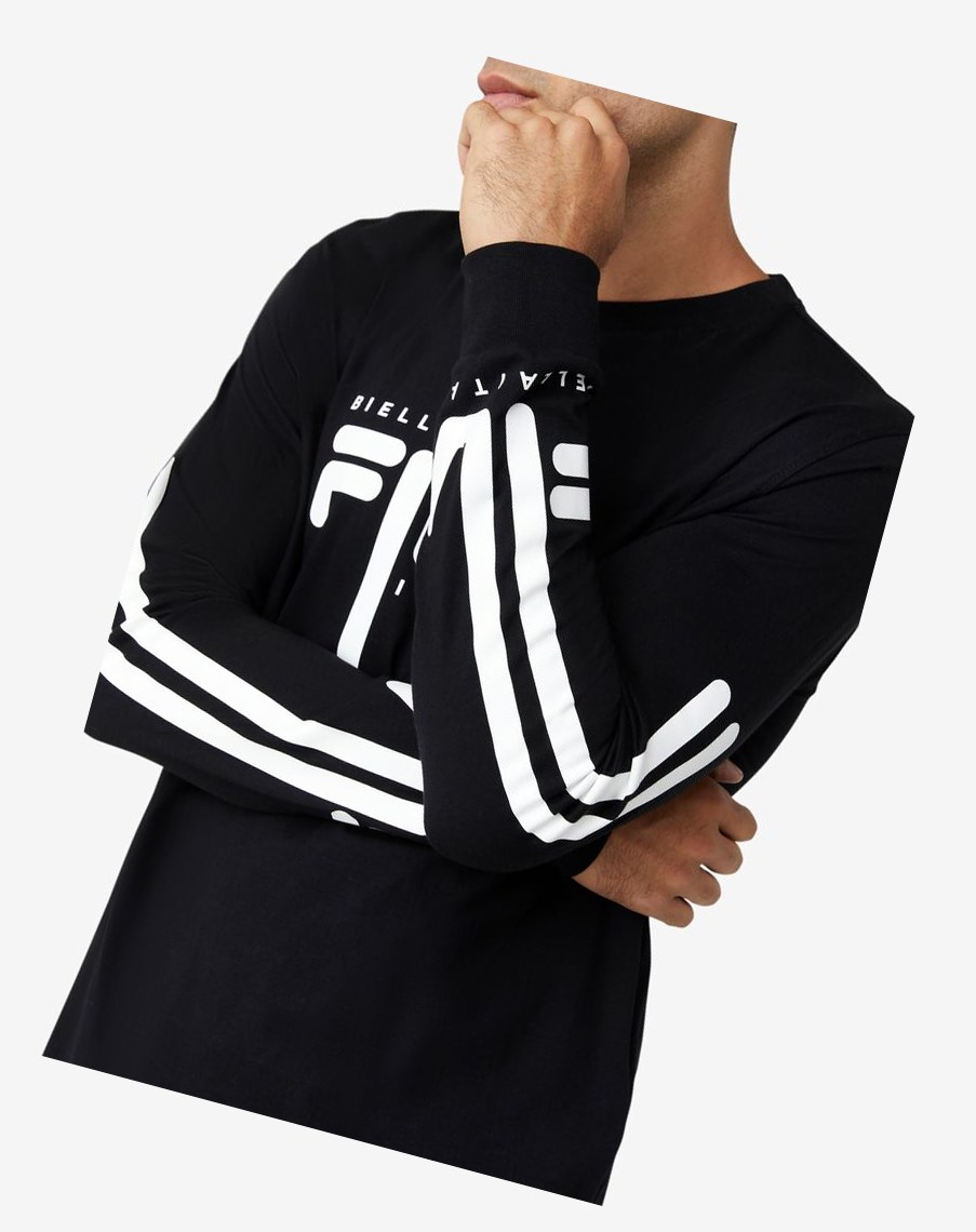 Fila Martino Long Sleeve Tee Czarne Białe | GINUM-0584