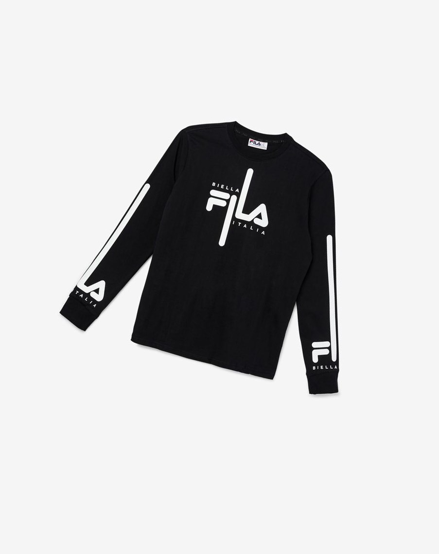 Fila Martino Long Sleeve Tee Czarne Białe | GINUM-0584