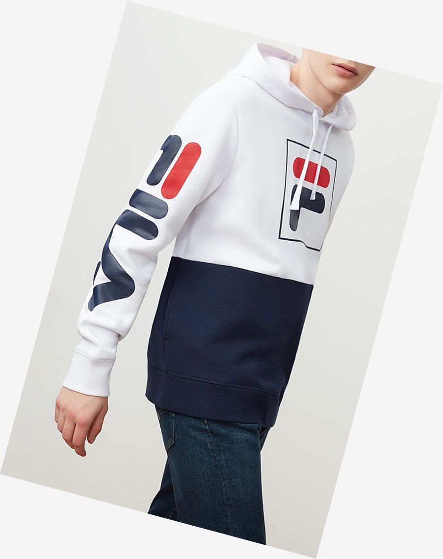 Fila Marzio Hoodie Białe Granatowe | AIFQB-0372