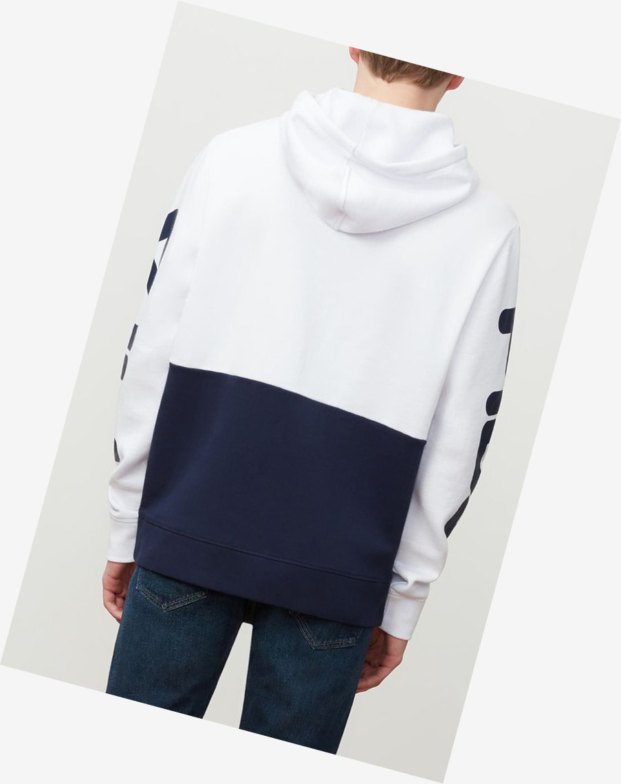 Fila Marzio Hoodie Białe Granatowe | AIFQB-0372