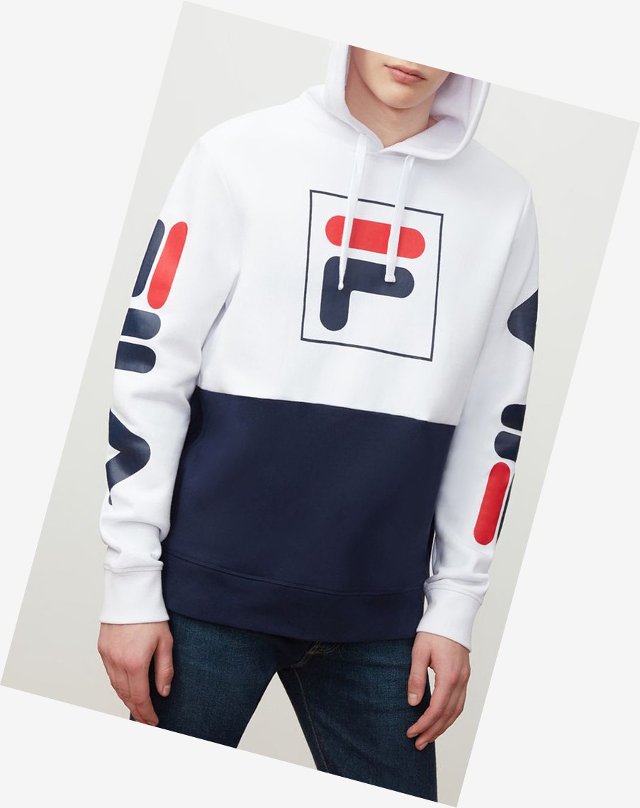 Fila Marzio Hoodie Białe Granatowe | AIFQB-0372