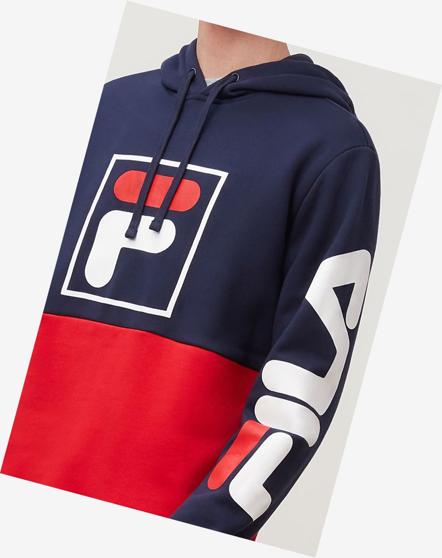 Fila Marzio Hoodie Granatowe Czerwone | JNOAG-6015