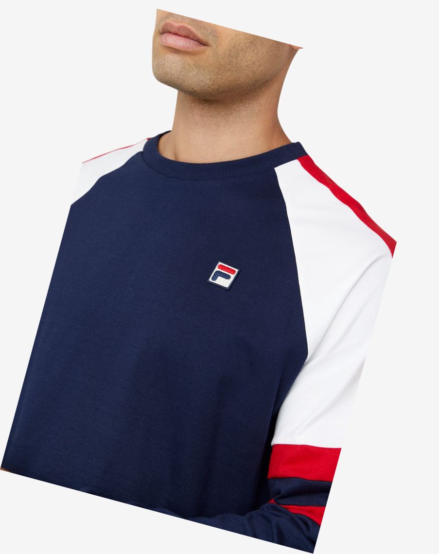 Fila Mekong Long Sleeve Tee Białe Czerwone | LCZKV-6150