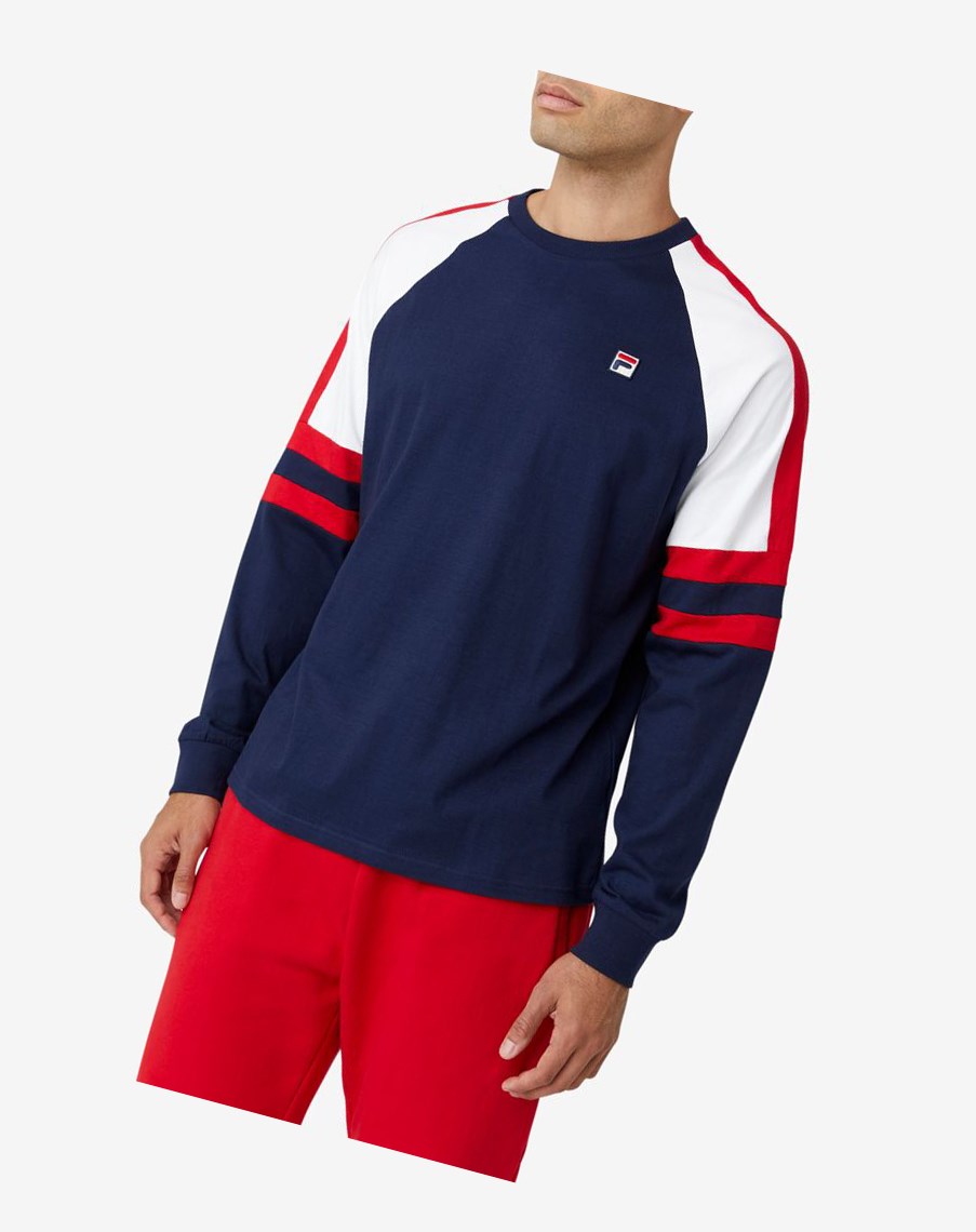 Fila Mekong Long Sleeve Tee Białe Czerwone | LCZKV-6150