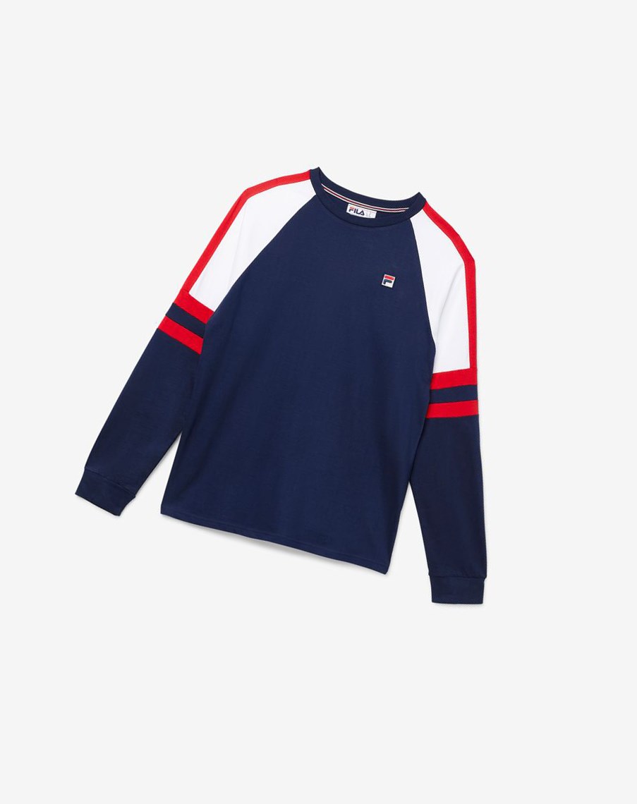 Fila Mekong Long Sleeve Tee Białe Czerwone | LCZKV-6150