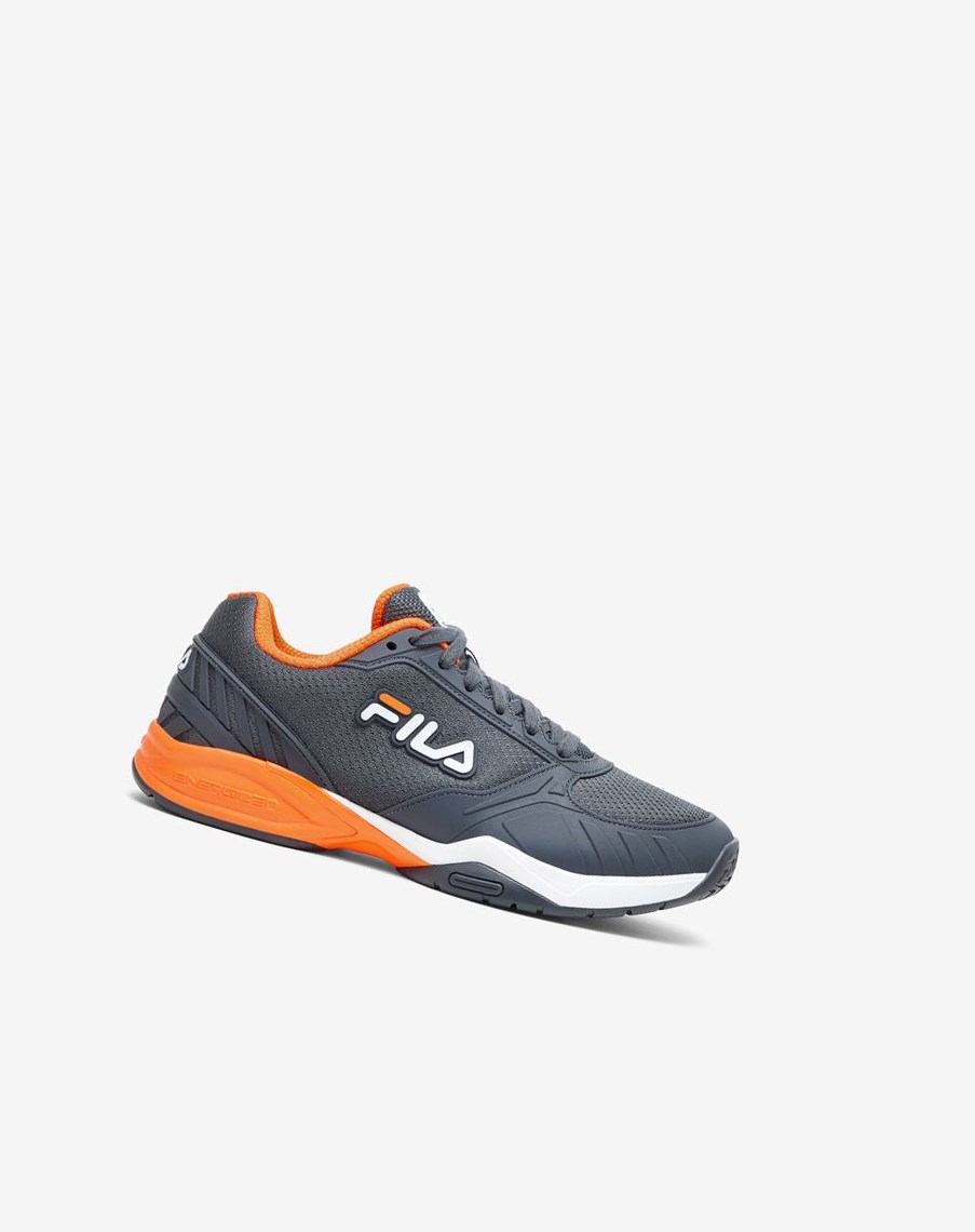 Fila Men’S Volley Zone Tenisa Shoes Ciemny Białe Pomarańczowe | BDHOX-0834