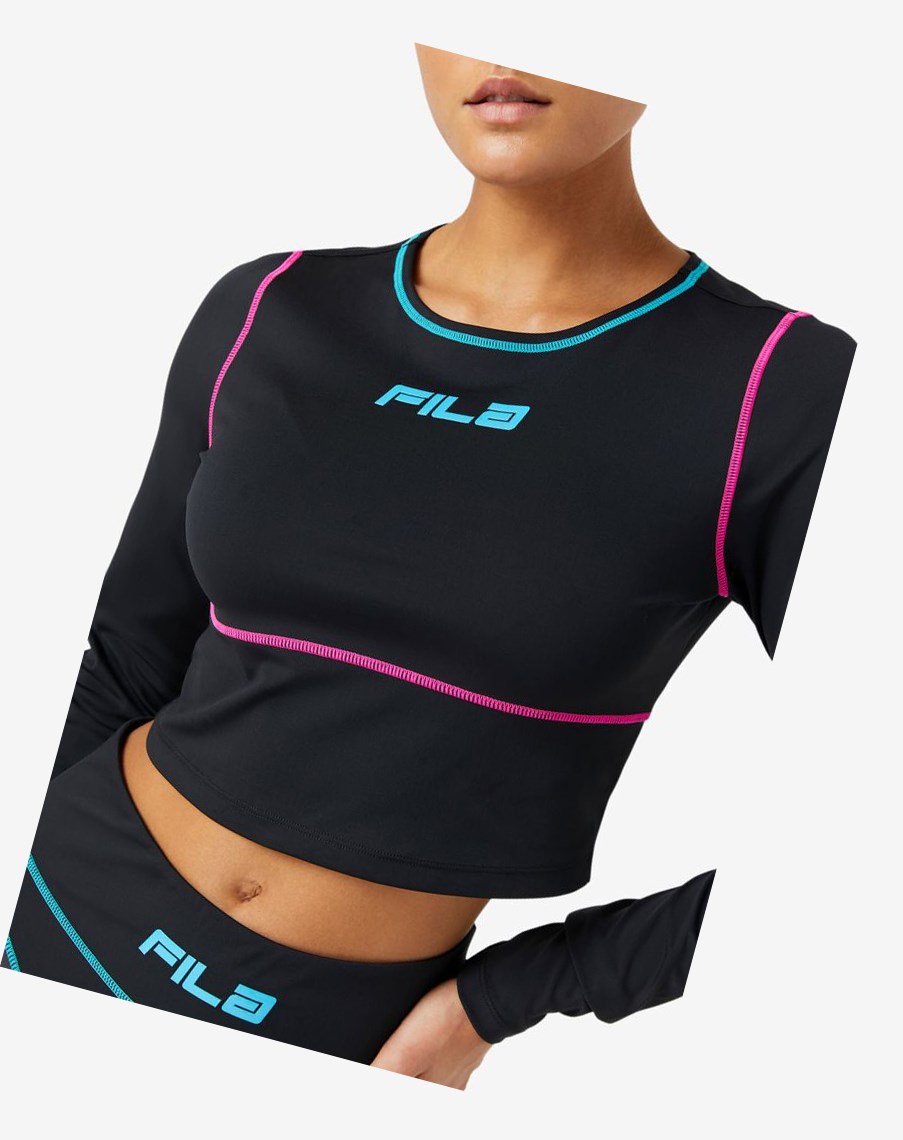 Fila Micci Long Sleeve Treningowe Top Czarne | RQZVD-9783