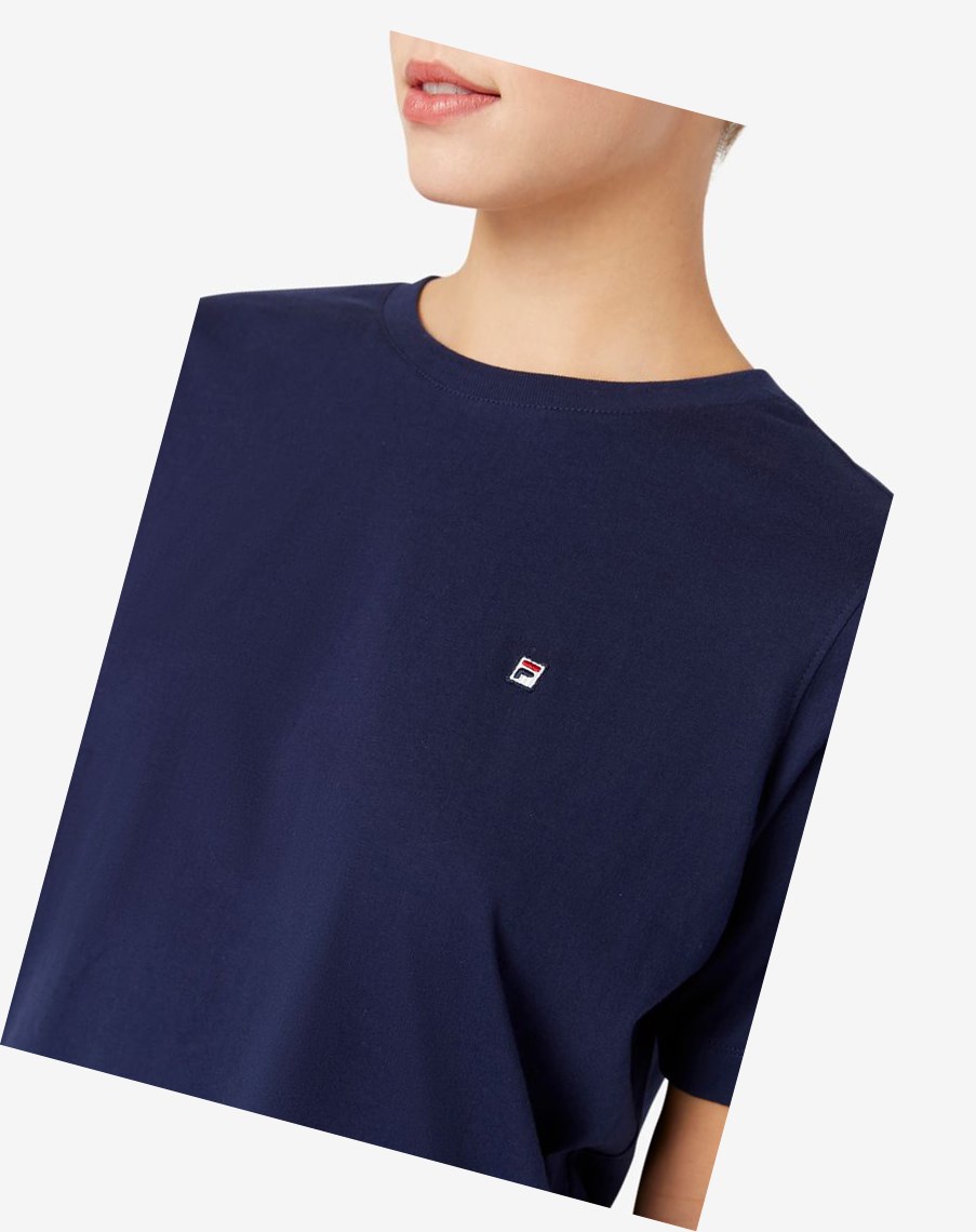 Fila Mirra Cropped Tee 410 Peacoat | LUQXS-4526