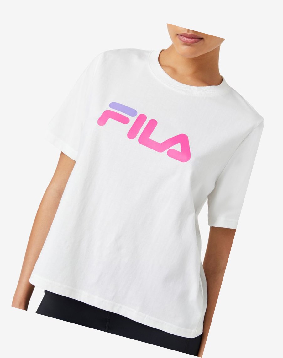 Fila Miss Eagle Tee Białe Różowe Fioletowe | AWIKT-3140