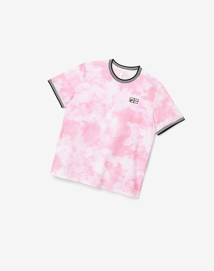 Fila Msgm X Fila Printed Performance Tee Różowe Czarne | QNKYD-2173