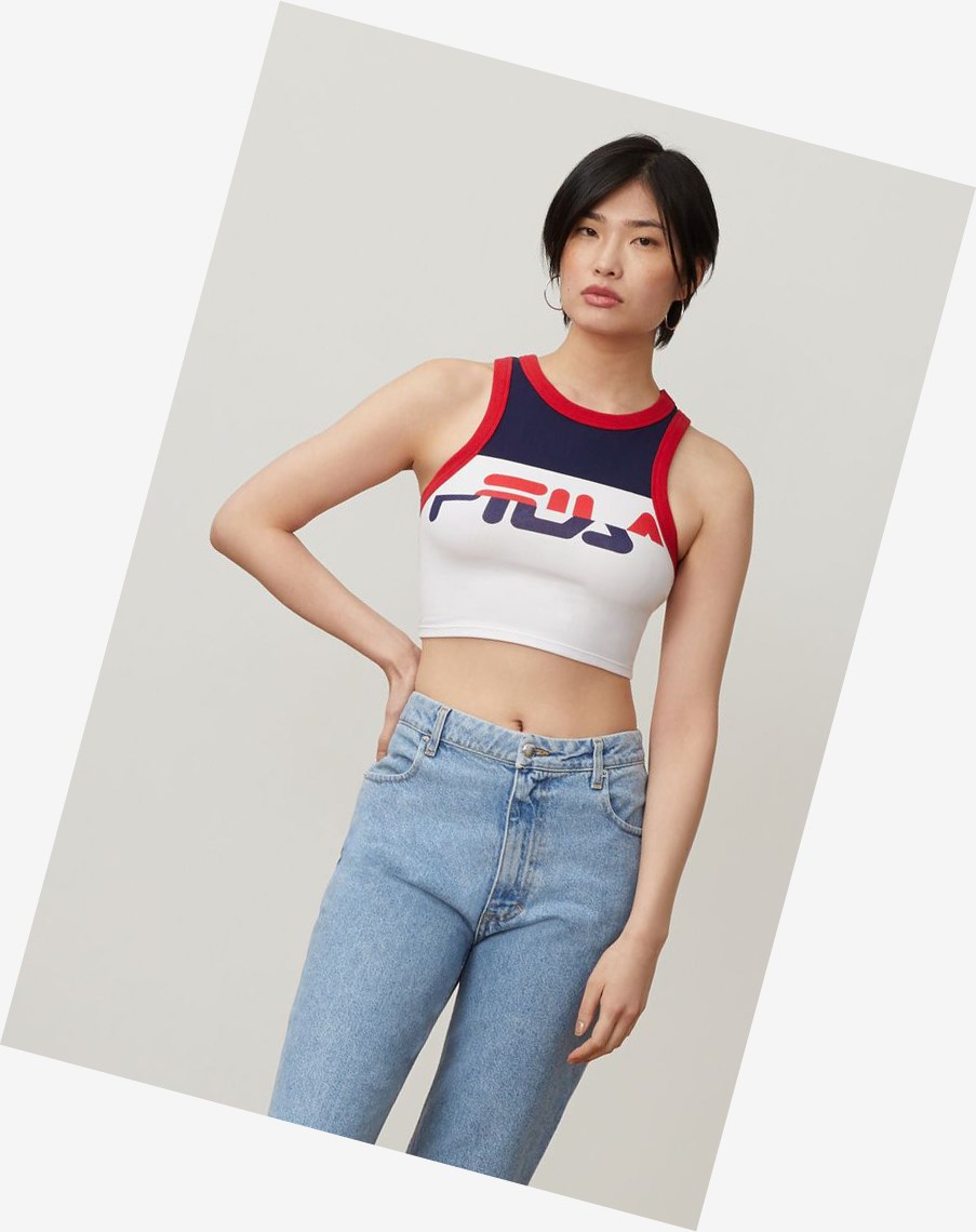 Fila Nellie Crop Racer Tank Peac/Cred/Wht | RFLGO-2741