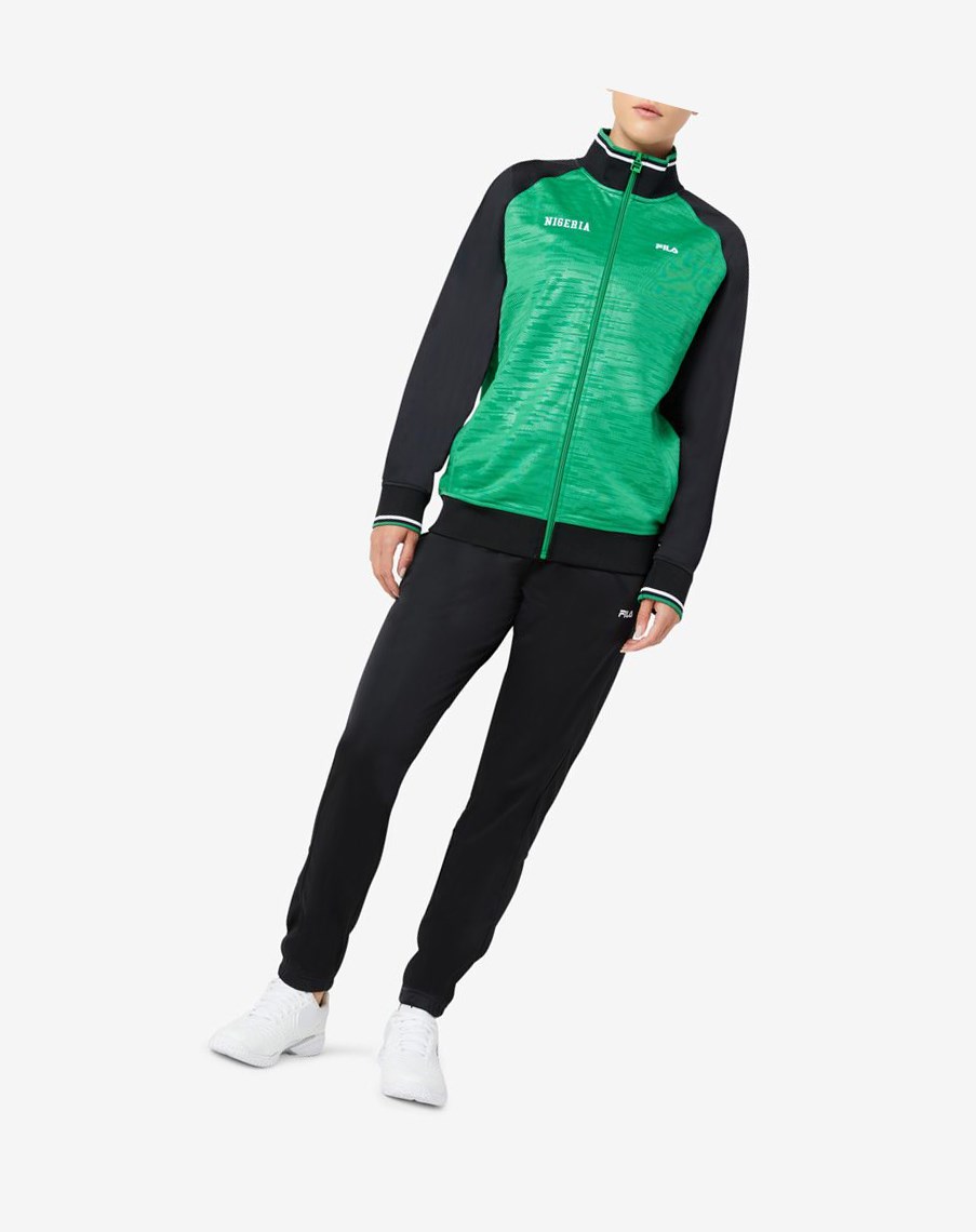 Fila Nigeria Track Jacket Czarne Białe | RWNSX-9015