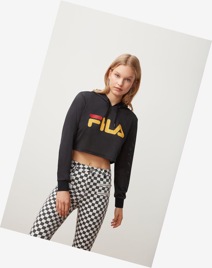 Fila Noemi Crop Hoodie Blk/Gfus/Cred | CYZUV-9704