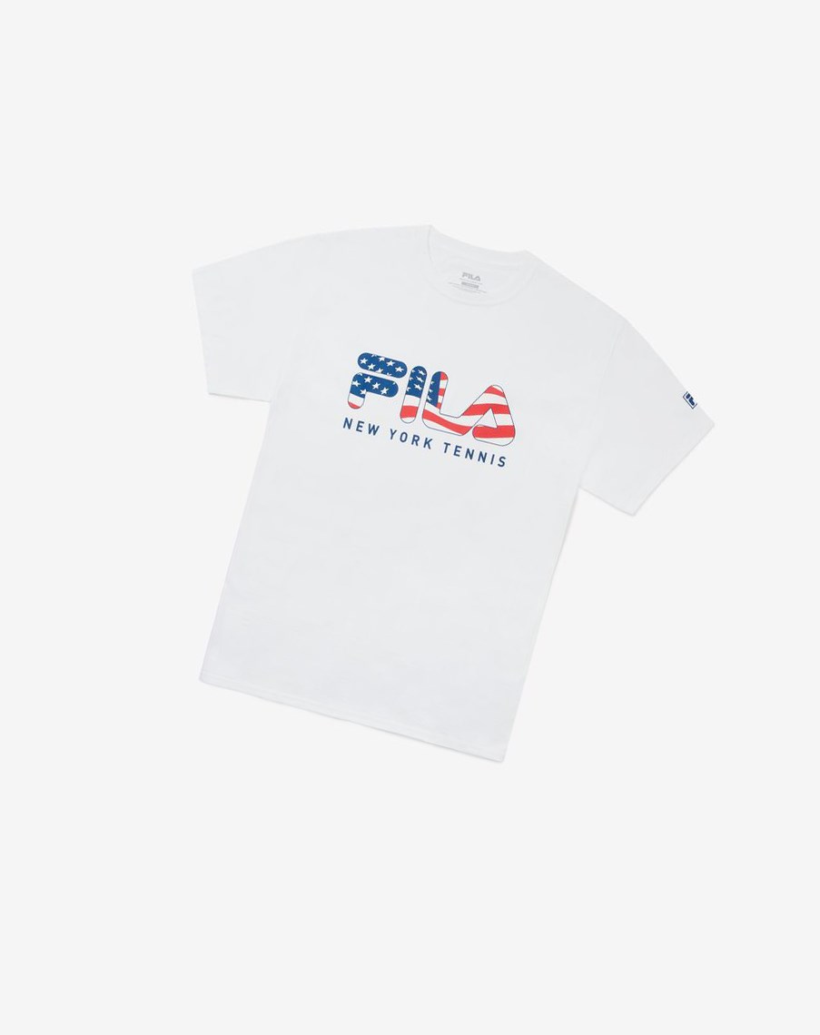 Fila Nyc Fila Flag Tee Białe | ZMREA-1876