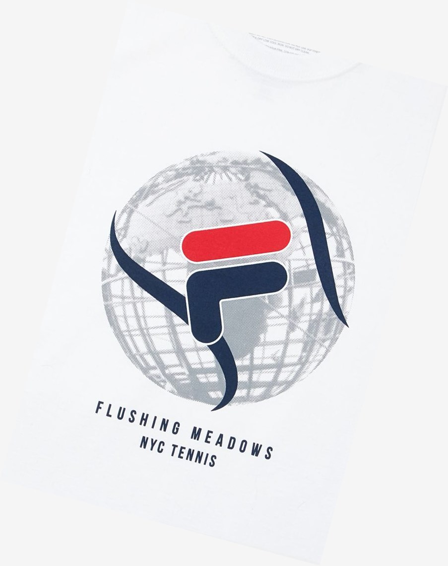 Fila Nyc Globe Tee Białe | PLIQJ-4197