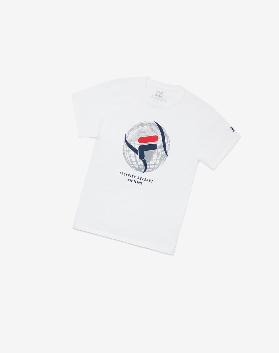 Fila Nyc Globe Tee Białe | PLIQJ-4197