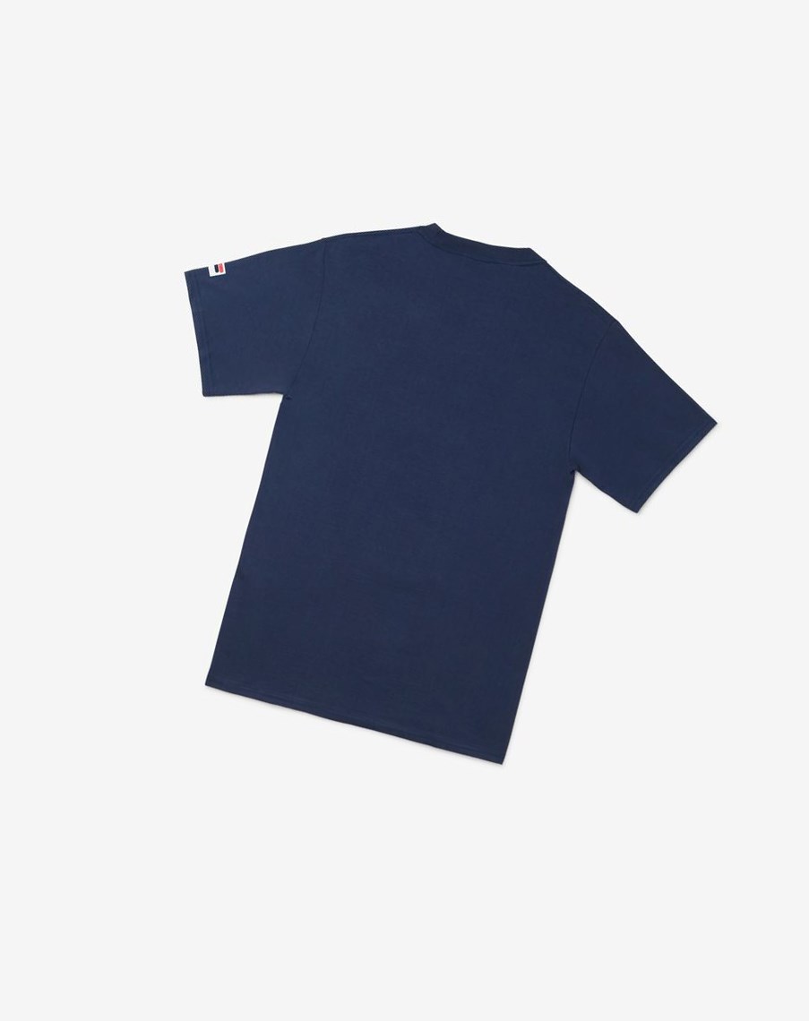 Fila Nyc Globe Tee Granatowe | QFSTO-7350