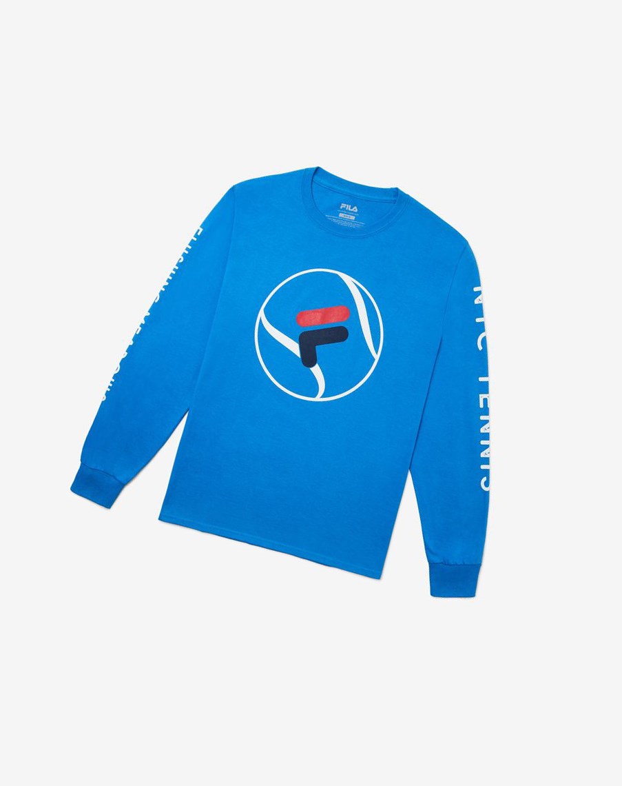 Fila Nyc Long Sleeve Tenisa Tee Królewski Niebieski Niebieskie | PVYWN-9356