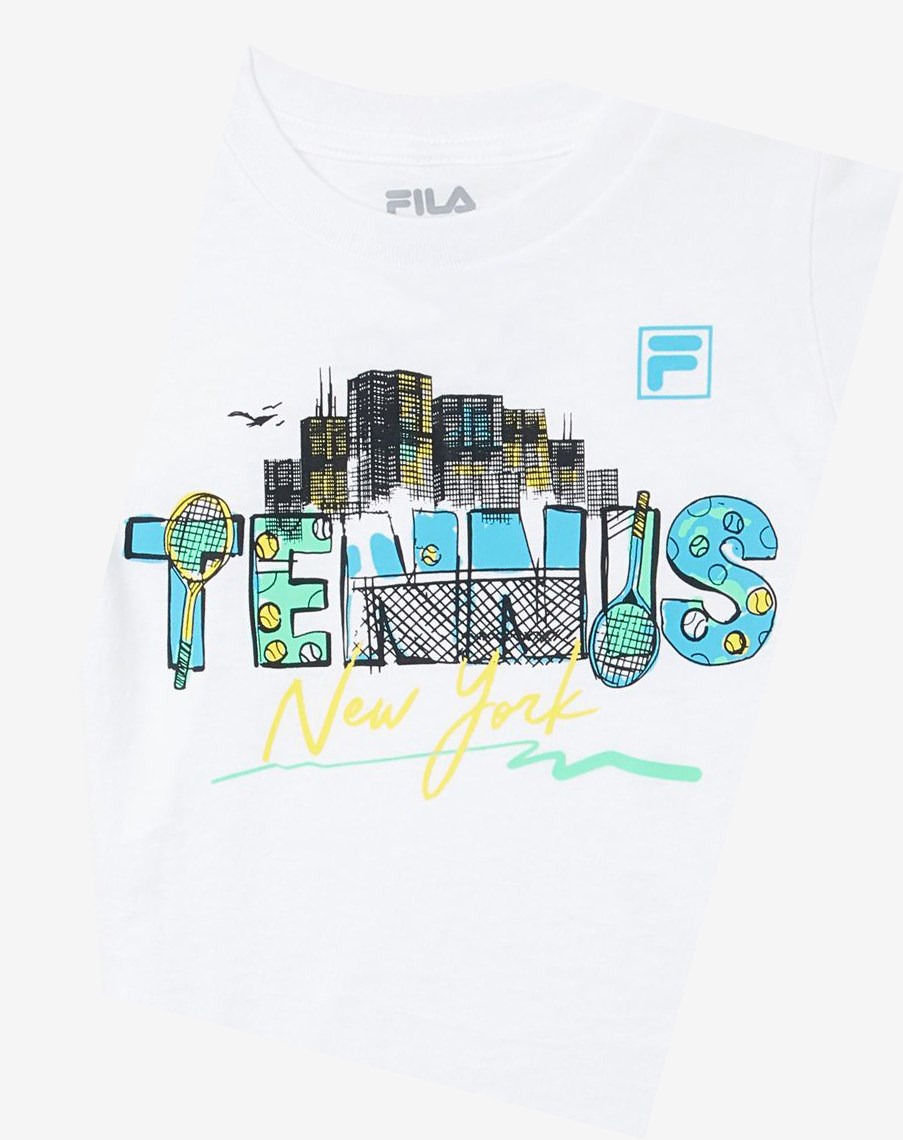 Fila Nyc Toddler Tenisa Tee Białe | LWKYA-6395