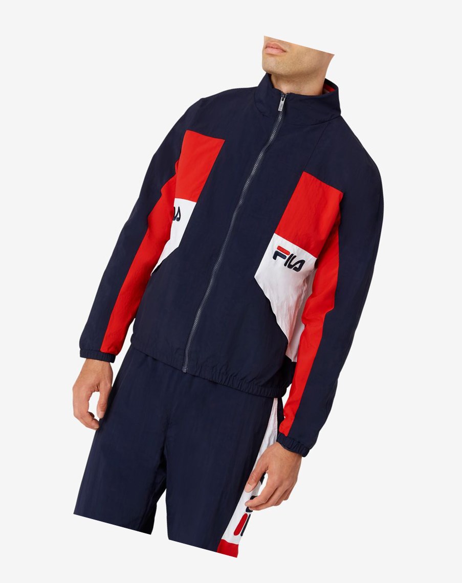 Fila Obasi Wiatr Jacket Granatowe Czerwone Białe | ASRBO-7684