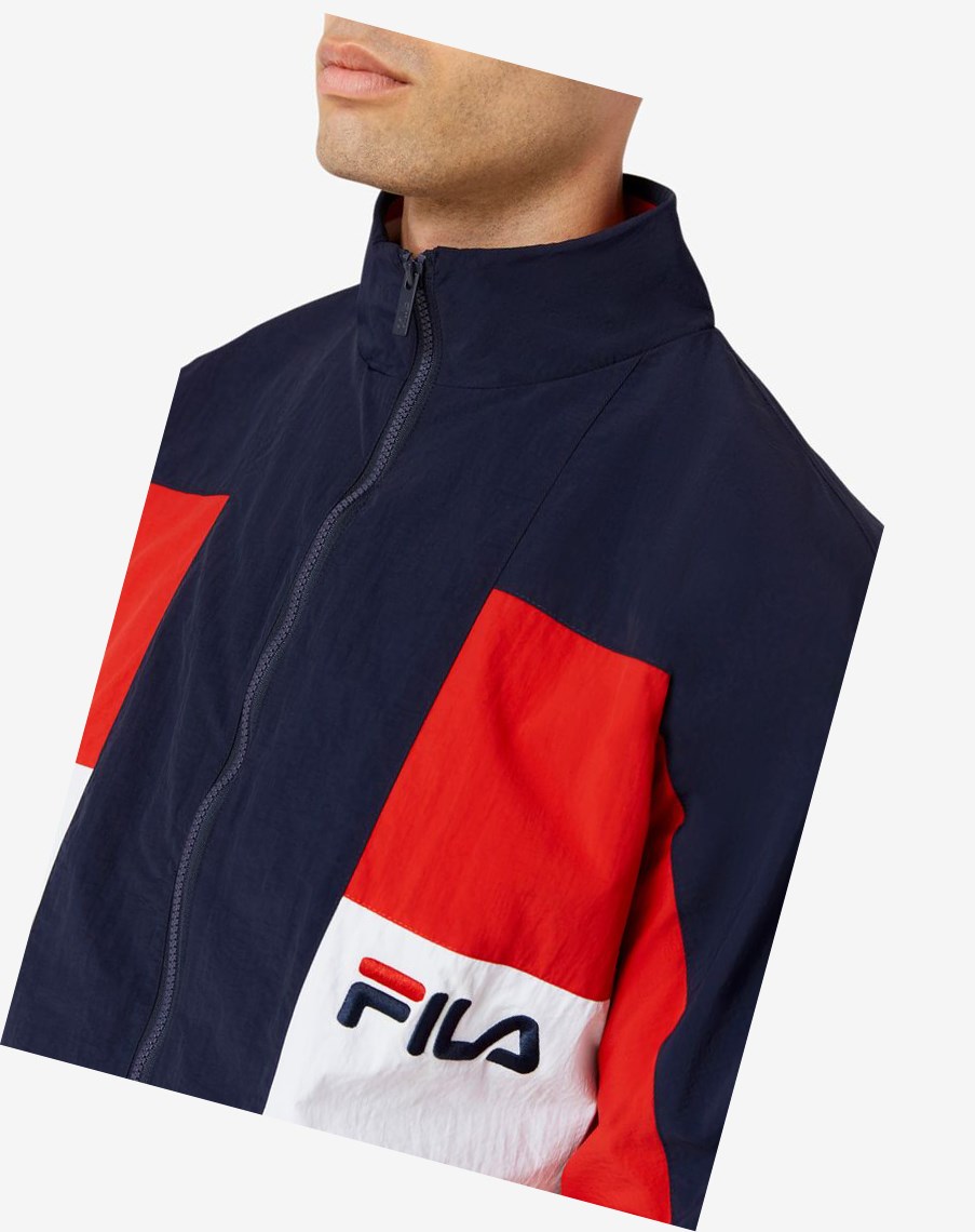 Fila Obasi Wiatr Jacket Granatowe Czerwone Białe | ASRBO-7684