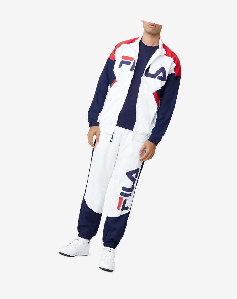 Fila Oliviero Wiatr Jacket Białe Czerwone | UPOLV-8537