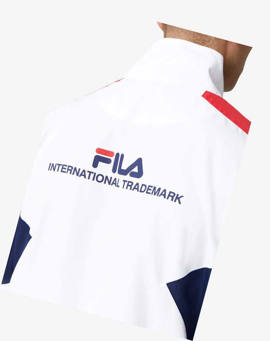 Fila Oliviero Wiatr Jacket Białe Czerwone | UPOLV-8537