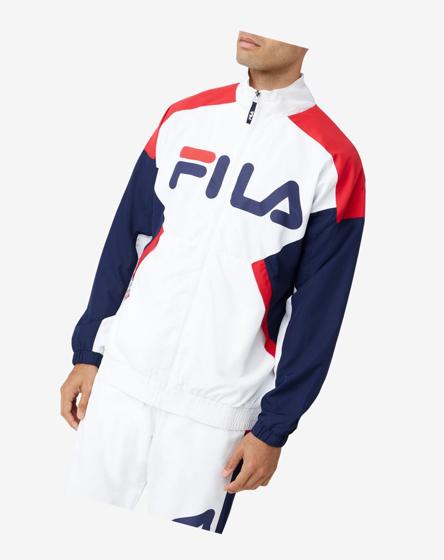 Fila Oliviero Wiatr Jacket Białe Czerwone | ZVNID-6208