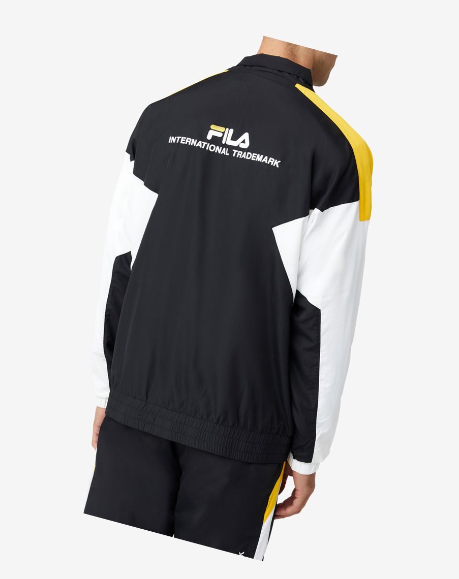 Fila Oliviero Wiatr Jacket Czarne Białe Żółte | VACBG-8507