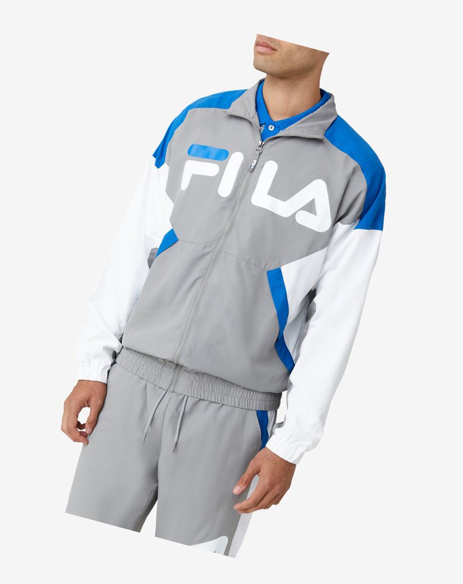 Fila Oliviero Wiatr Jacket Szare Białe Niebieskie | WSOAM-1653